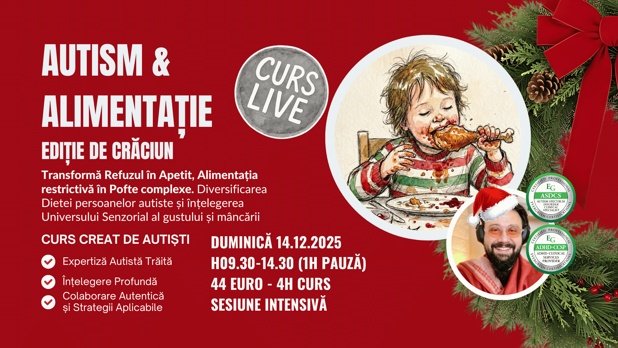 Curs: Autismul și Alimentația: Transformă Refuzul în Apetit. Ediție de Crăciun. 2025